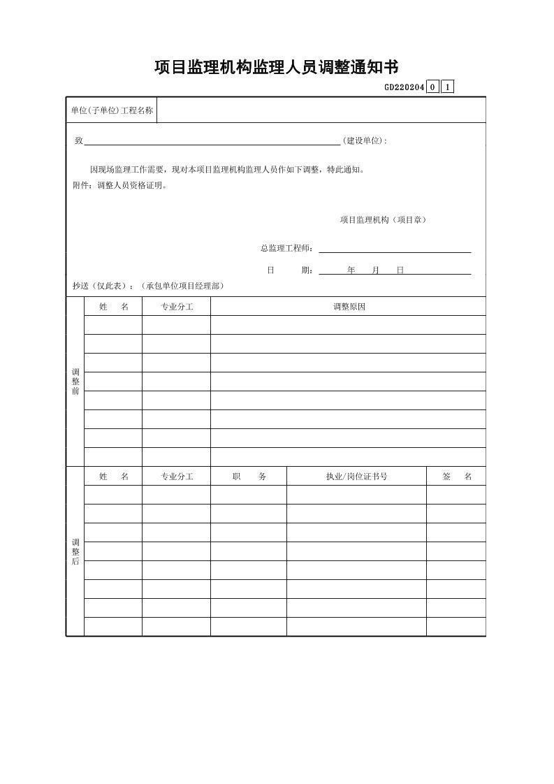 项目监理机构监理人员调整通知书GD220204.xls