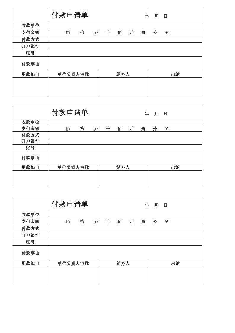 企业付款申请单支付申请单模板.xls